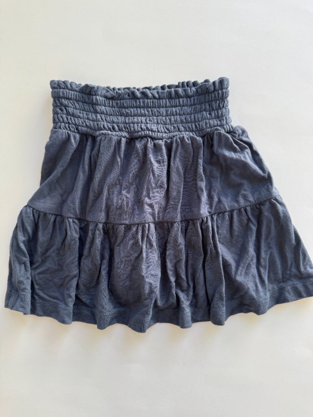 Kate Quinn Modal Smocked Waist Tiered Ruffle Skirt Slate Navy Toddler Girls 2T